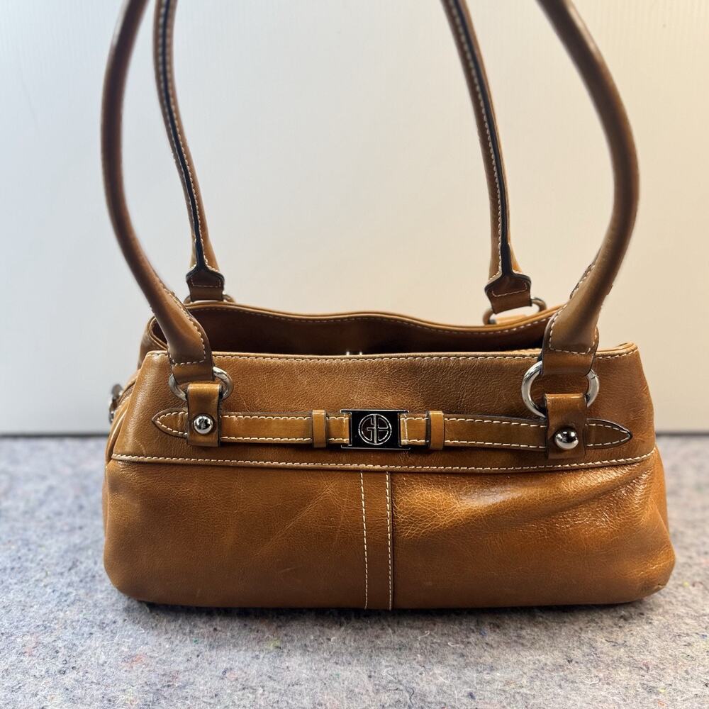 Giani Bernini Brown Genuine Leather Shoulder Bag Satchel Purse Handbag Women’s